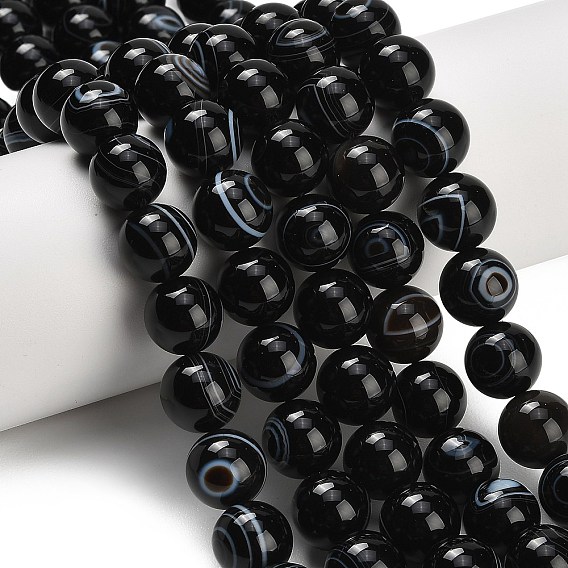 Натуральный черный агат бисер нитей, глазные агатовые бусины, гладкий круглый, окрашенная и подогревом