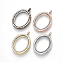 Alloy Magnetic Locket Pendants, with Rhinestone and Glass, Oval, Crystal