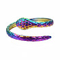 Anneaux de manchette serpent, anneaux ouverts texturés, couleur arc-en-ciel 304 bagues en acier inoxydable pour femmes