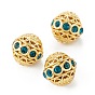Brass Micro Pave Cubic Zirconia Beads, Round, Long-Lasting Plated, Real 18K Gold Plated