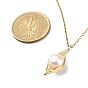 Natural Pearl Pendant Necklace, 304 Stainless Steel Wire Wrap Jewelry for Women
