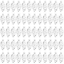 300Pcs Hollow 316 Surgical Stainless Steel Charms, Leaf Charms