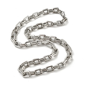 201 Stainless Steel Boston Link Chain Necklace, Rectangle