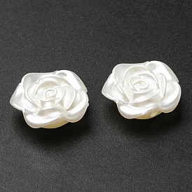 Perles d'imitation en résine opaque, fleur rose