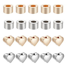 32 шт. 4 стили латунные бусины-проставки, Сердце и колонки