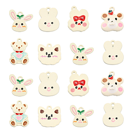 30 шт 6 стили подвески из сплава эмали, голова животных