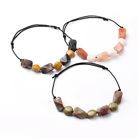 Adjustable Bib Necklaces, with Acrylic Beads and Korean Waxed Polyester Cords
