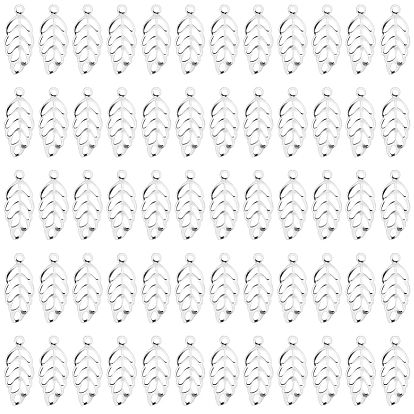 300Pcs Hollow 316 Surgical Stainless Steel Charms, Leaf Charms