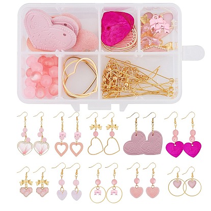 DIY Earring Making Kits, Including Metal Findings, Wood & Acrylic & Glass & PU Leather Pendants, Resin & Malaysia Jade Beads, Brass Earring Hooks