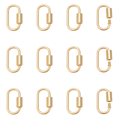 12шт. подвески-замки с винтовым карабином из сплава, овальные