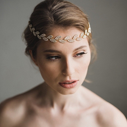 Обручи для волос из сплава со стразами, мягкая толстая повязка на голову, лист