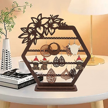 Дерева серьги, выставочная витрина, шестиугольник