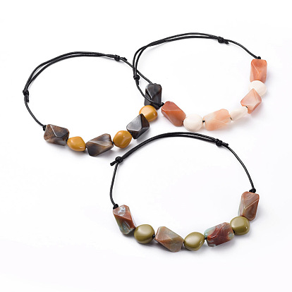 Adjustable Bib Necklaces, with Acrylic Beads and Korean Waxed Polyester Cords