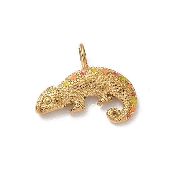 304 подвески из нержавеющей стали, с эмалью, ящерица