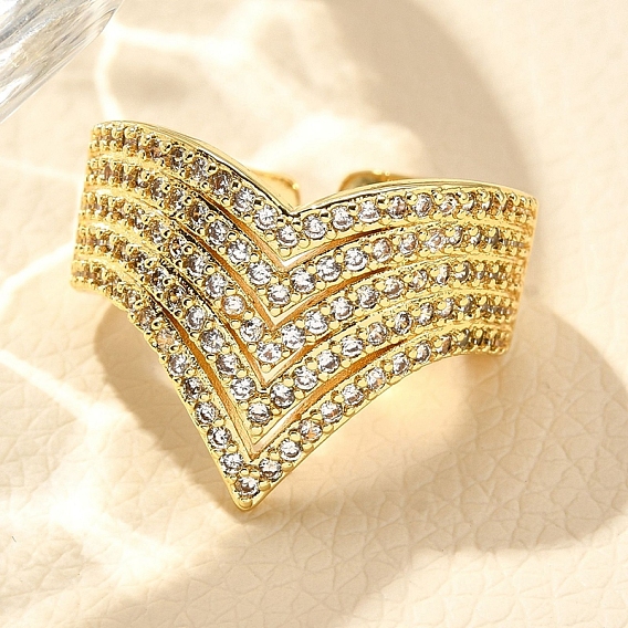 Кольца-манжеты для пальцев с покрытием из латуни с микропаве из прозрачного кубического циркония для женщин, долговечный