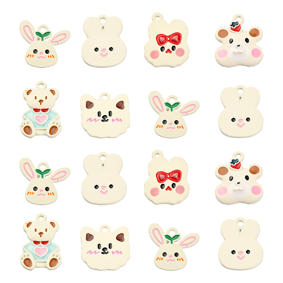 30 шт 6 стили подвески из сплава эмали, голова животных