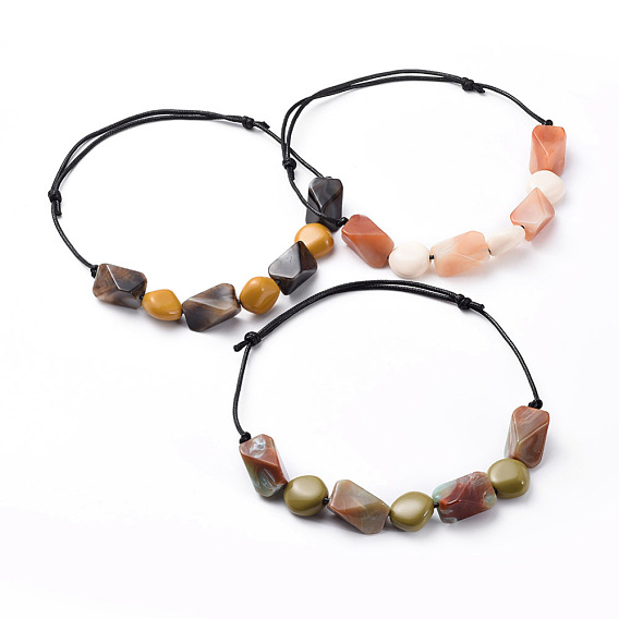 Adjustable Bib Necklaces, with Acrylic Beads and Korean Waxed Polyester Cords
