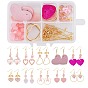 DIY Ohrring machen Kits, inklusive Metallbefund, Holz & Acryl & Glas & Pu Leder Anhänger, Harz & Malaysia Jade Perlen, Messing Ohrhaken