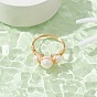 Natural Pearl Finger Ring, Brass Wire Wrap Jewelry for Women