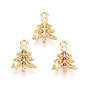 Латунные микро проложить кубического циркония прелести, рождественская елка, долговечный, без никеля , реальный 18 k позолоченный