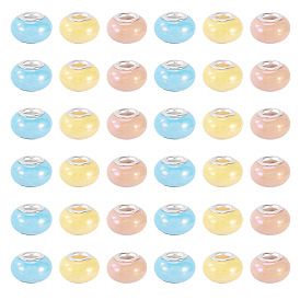 150европейские бусины из непрозрачной смолы, бусины с большим отверстием, рондель с латунными сердечниками, покрытыми серебром