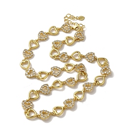 Ожерелья из латуни с микропаве, прозрачные ожерелья с кубическим цирконием, без свинца и без кадмия, сердце