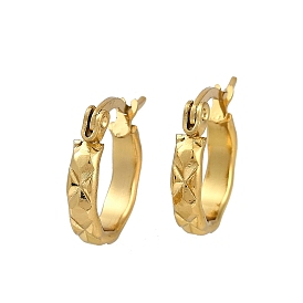 PVD Vacuum Plating 202 Stainless Steel Grooved Hoop Earrings, with 304 Stainless Steel Pins, Ring