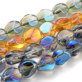 Hebras de cuentas de vidrio transparentes electrochapadas con arcoíris completo, polígono facetas