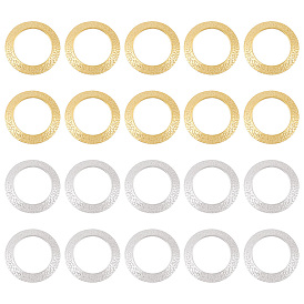 20шт 2 цвета латунные соединительные кольца, без свинца и без кадмия, текстурированное круглое кольцо