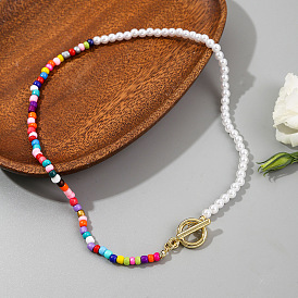 Boho Style Handmade Colorful Beaded Collarbone Necklace for Women