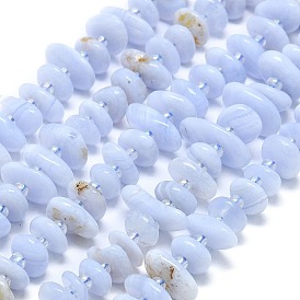 Natural Blue Lace Agate Beads Strands, Nuggets, with Seed Beads