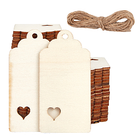 Olycraft Laser Cut Wooden Big Pendants, with Hemp Ropes, Undyed, Pentagon with Heart