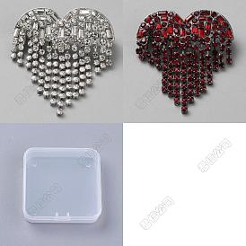 2 piezas 2 broche de aleación de diamantes de imitación de colores, corazón