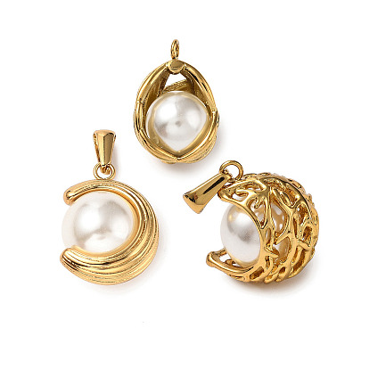 304 подвески из нержавеющей стали, с пластиковыми бусинами из искусственного жемчуга