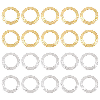 20шт 2 цвета латунные соединительные кольца, без свинца и без кадмия, текстурированное круглое кольцо