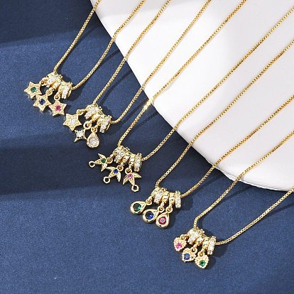 Латунный кулон с кубическими цирконами и подвеской в виде цепочки-коробки с регулируемыми слайдерами, реальный 18 k позолоченный, стойки покрытие, долговечный, без кадмия и без свинца