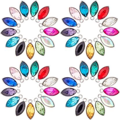 Alloy Glass Pendants, Faceted, Horse Eye, Platinum