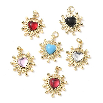 Подвески сердце латуни, cmолой, без кадмия и без свинца, реальный 18 k позолоченный, с целью перехода в кольце