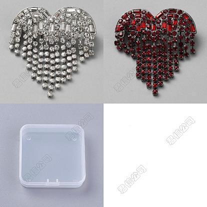 2 piezas 2 broche de aleación de diamantes de imitación de colores, corazón
