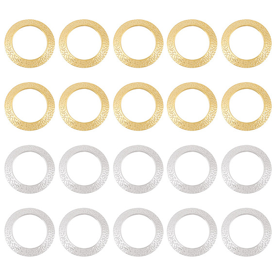 20шт 2 цвета латунные соединительные кольца, без свинца и без кадмия, текстурированное круглое кольцо