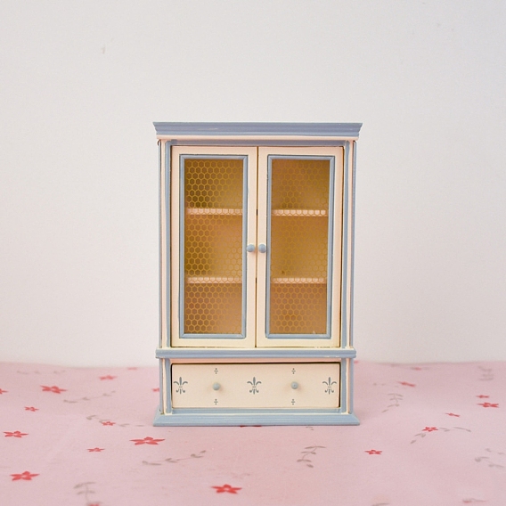 Miniature Openable Wood Bookcase Display Decorations, for Dollhouse, Rectangle