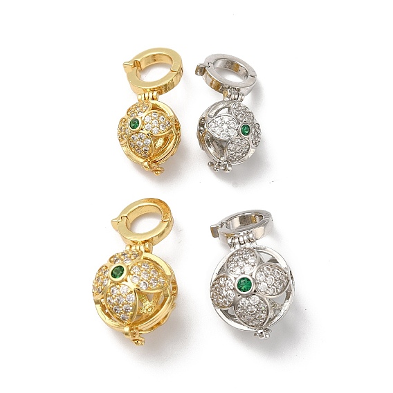 Rack Plating Brass Micro Pave Cubic Zirconia Fold Over Clasps, Cadmium Free & Lead Free, Long-Lasting Plated