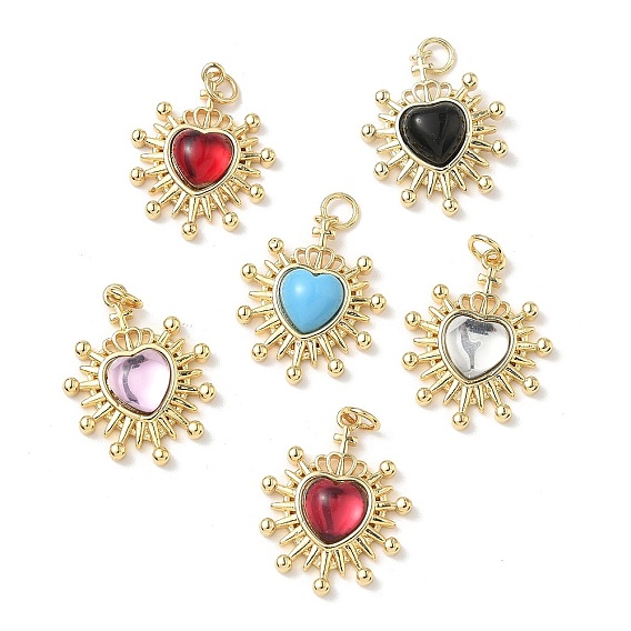 Подвески сердце латуни, cmолой, без кадмия и без свинца, реальный 18 k позолоченный, с целью перехода в кольце