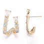 Twist Brass Micro Pave Cubic Zirconia Stud Earrings, Long-Lasting Plated