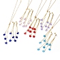 Stud Earrings & Pendant Necklaces Sets, with Heart Glass Charms, Brass Chain Chandelier Components Links & Cable Chains & Stud Earring Findings & Ear Nuts, with Cardboard Box