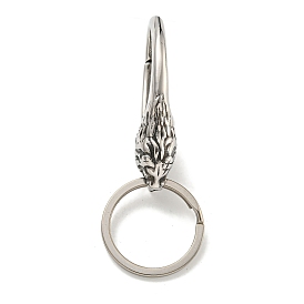 Tibetan Style 316 Surgical Stainless Steel Fittings with 304 Stainless Steel Key Ring, Dragon