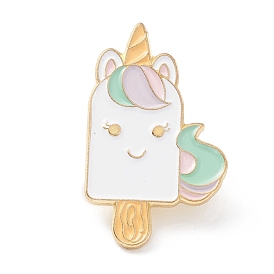 Unicorn Ice Cream Enamel Pin, Dainty Alloy Enamel Brooch for Backpack Clothes, Golden