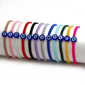 Браслеты из плетеных бусин от сглаза, плетеные браслеты из полиэфирного шнура для мужчин и женщин