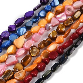 Natural Freshwater Shell Dyed Beads Strands, Nuggets