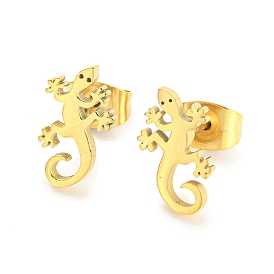 Hollow Out Gecko 304 Stainless Steel Stud Earrings